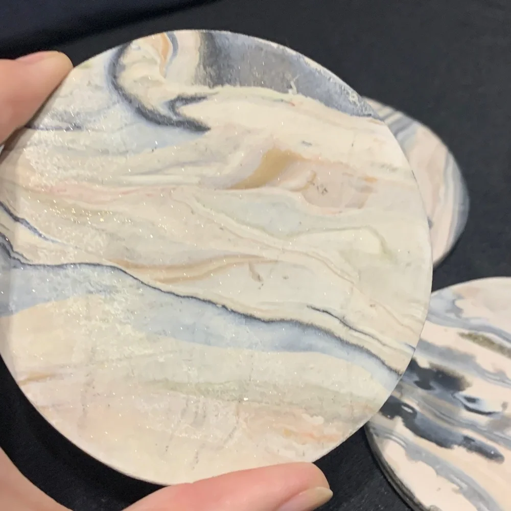 Clay Gold Glitter Marble Pattern Coasters Set of 4